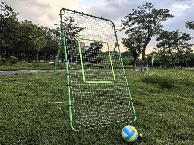 Alt view image 2 of 7 - 6-Angle Adjustable Volleyball Rebounder Net 7x4ft, High Stable Bounce Back Training Equipment for Practicing Volleying Bumping Spiking with High-Tension Net, PU Volleyball and Pump, Stakes