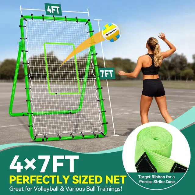 Alt view image 7 of 7 - 6-Angle Adjustable Volleyball Rebounder Net 7x4 ft with PU Volleyball and Stakes - Bounce Back Training Equipment for Practicing Volleying, Bumping, Spiking, Easy Set Up & Steady for Multi Sports