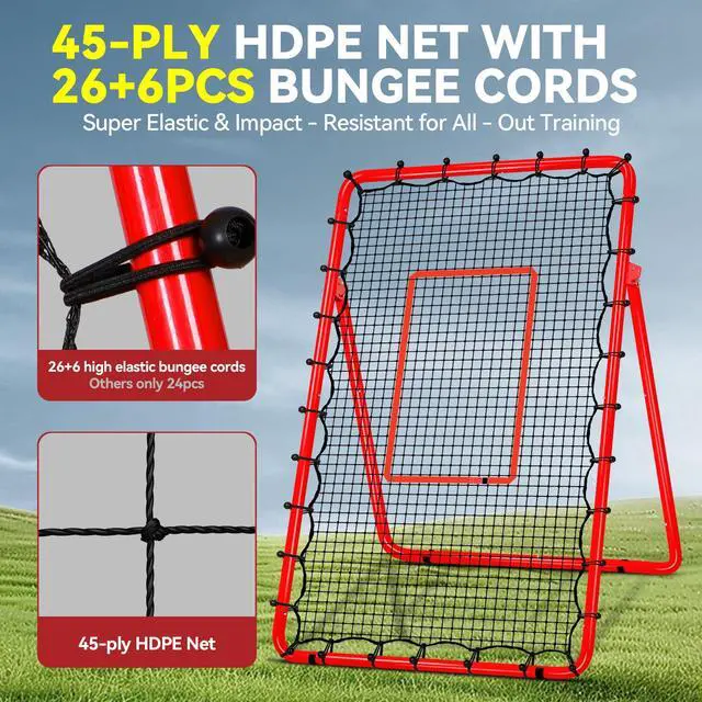 Alt view image 5 of 7 - 6-Angle Adjustable Volleyball Rebounder Net 7x4 ft with PU Volleyball and Stakes - Bounce Back Training Equipment for Practicing Volleying, Bumping, Spiking, Easy Set Up & Steady for Multi Sports