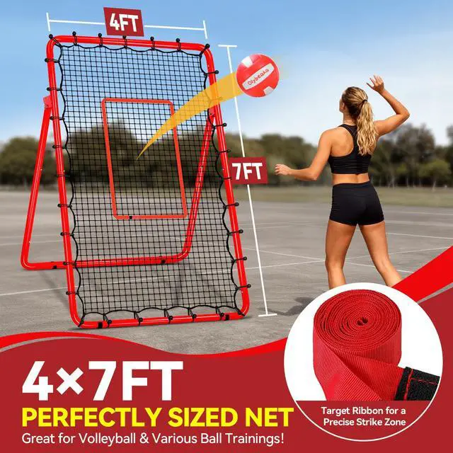 Alt view image 7 of 7 - 6-Angle Adjustable Volleyball Rebounder Net 7x4 ft with PU Volleyball and Stakes - Bounce Back Training Equipment for Practicing Volleying, Bumping, Spiking, Easy Set Up & Steady for Multi Sports