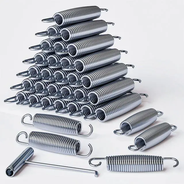 Main image of Trampoline Springs Heavy Duty Stainless Steel Replacement,16-Pack with T-Hook and Pulling Tool,5.5-7 Inch