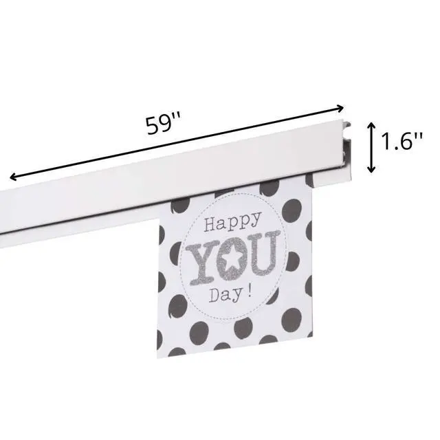 Alt view image 2 of 4 - STAS Papergrip - Hanging Pictures Without Nails - Artwork Display - Paper/Magazine Holder for Wall - White Bulletin Bar 59 inch (150cm) - Photo Rail System Kids Art Display for Wall