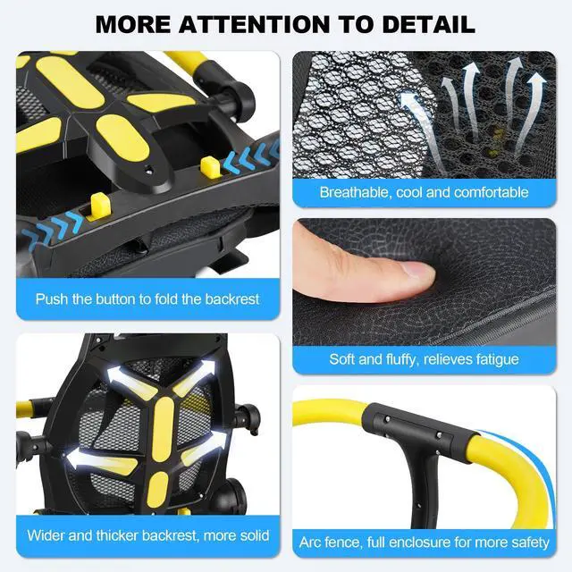 Alt view image 3 of 7 - Rear Child Bike Seat, Width Adjustable Toddler & Baby Bike Seat for Adult Bike, Bike Chair for Bicycle, Kids Seat Fits Children 2~6 Years, Supports Up to 55 lbs