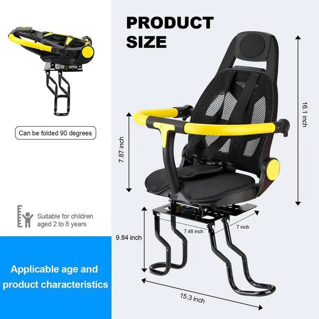 Alt view image 2 of 7 - Rear Child Bike Seat, Width Adjustable Toddler & Baby Bike Seat for Adult Bike, Bike Chair for Bicycle, Kids Seat Fits Children 2~6 Years, Supports Up to 55 lbs