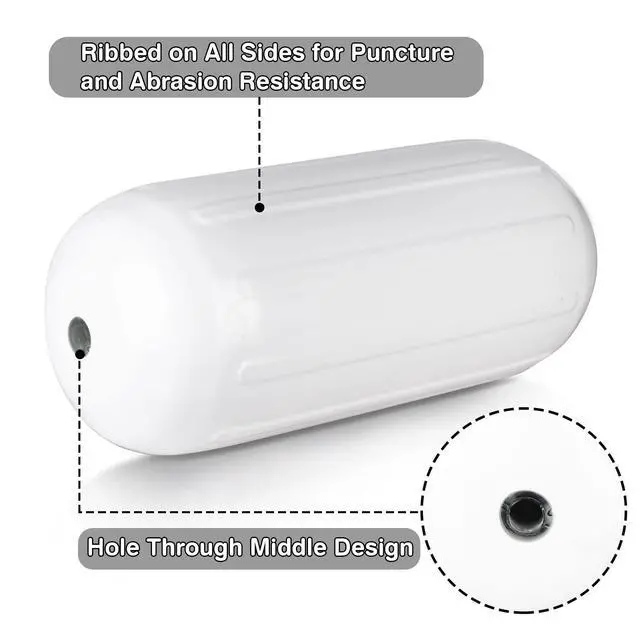 Alt view image 4 of 7 - Boat Fender Bumper Hole Through Middle Inflatable 4 Pack | Includes 3/8'' Fender Lines Pack od 4 and Pump to Inflate