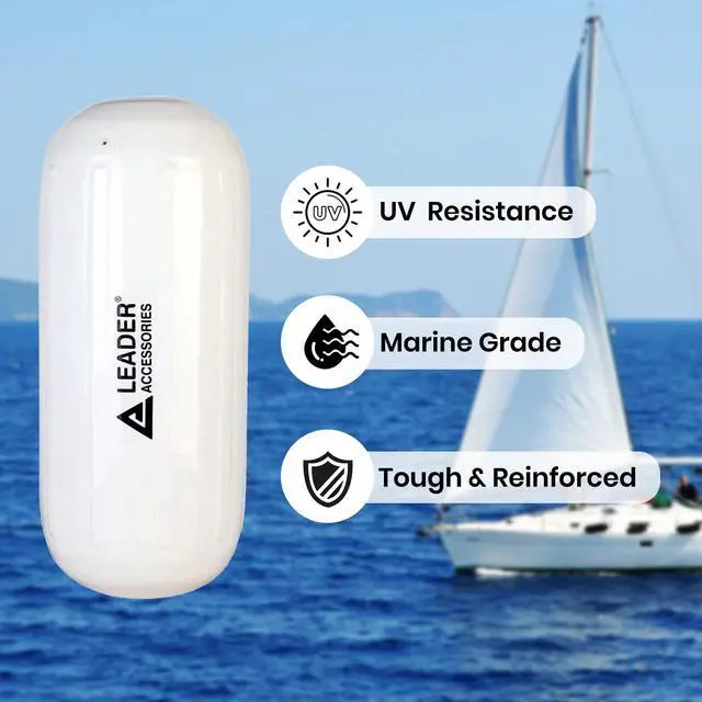 Alt view image 5 of 7 - Boat Fender Bumper Hole Through Middle Inflatable 4 Pack | Includes 3/8'' Fender Lines Pack od 4 and Pump to Inflate