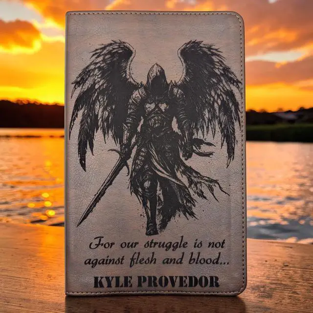 Alt view image 2 of 7 - J2 Personalized NLT Thinline Reference Bible, Michael Archangel Engraved | Custom name engraved, brown leathersoft cover, access to Filament Bible app, red letter