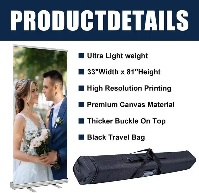 Alt view image 2 of 7 - Custom Retractable Banner with Stand, Personalized Roll Up Banner, Full Color Pop Up Display Sign with Travel Bag for Events, Promotion & Advertising (style 2)
