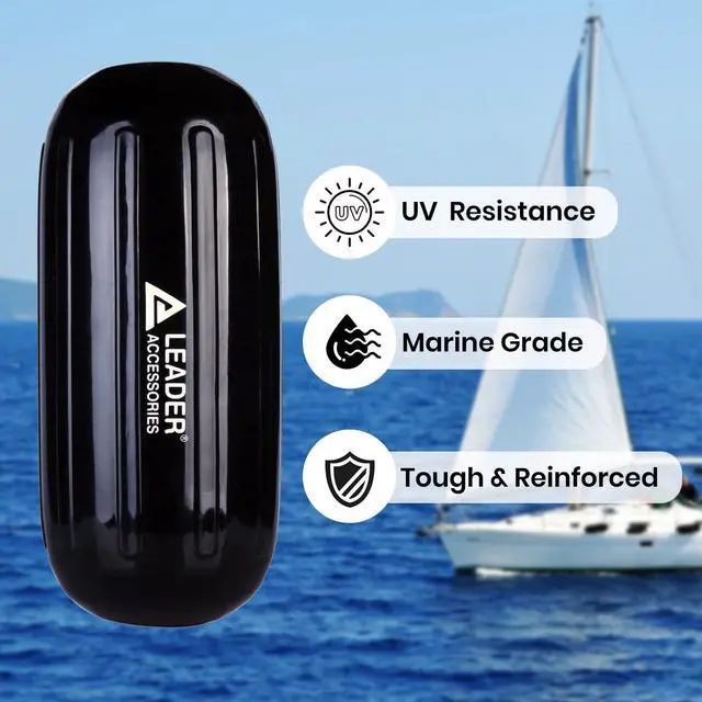 Alt view image 5 of 7 - Boat Fender Bumper Hole Through Middle Inflatable 4 Pack | Includes 3/8'' Fender Lines Pack od 4 and Pump to Inflate