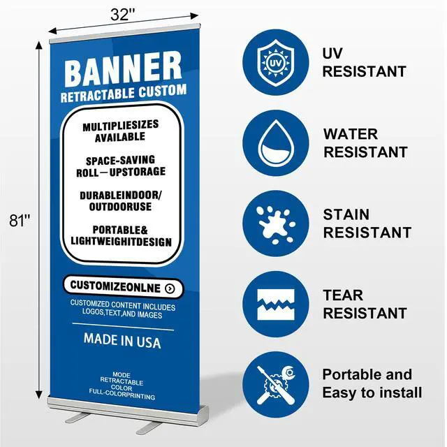 Alt view image 3 of 7 - Custom Retractable Banner with Stand, Personalized Roll Up Banner, Full Color Pop Up Display Sign with Travel Bag for Events, Promotion & Advertising (style 1)