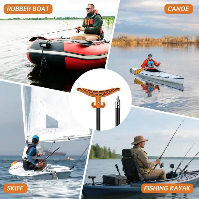 Alt view image 6 of 7 - 8.63'/12.3' Shallow Water Anchor Pole with T-Handle, Solid Fiberglass Reinforced Polyamide66, Mud Anchor Pole for Boat, Fishing Kayak (Gloves Included)