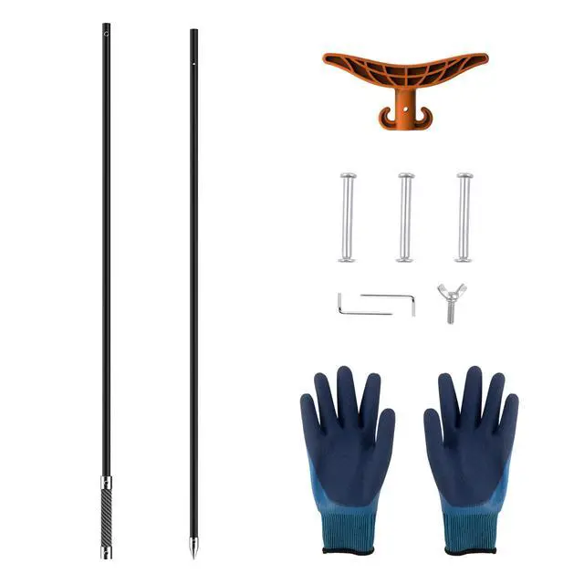 Alt view image 7 of 7 - 8.63'/12.3' Shallow Water Anchor Pole with T-Handle, Solid Fiberglass Reinforced Polyamide66, Mud Anchor Pole for Boat, Fishing Kayak (Gloves Included)
