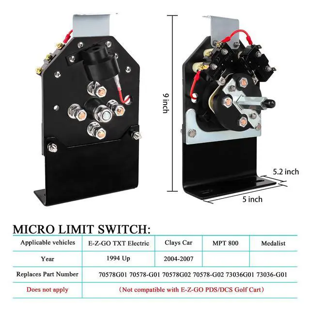 Alt view image 3 of 7 - Golf Cart Forward Reverse Switch Assembly for Electric Golf Cart EZGO TXT (1994 Up) Replaces Part 70578G01, 70578G02, 73036G01
