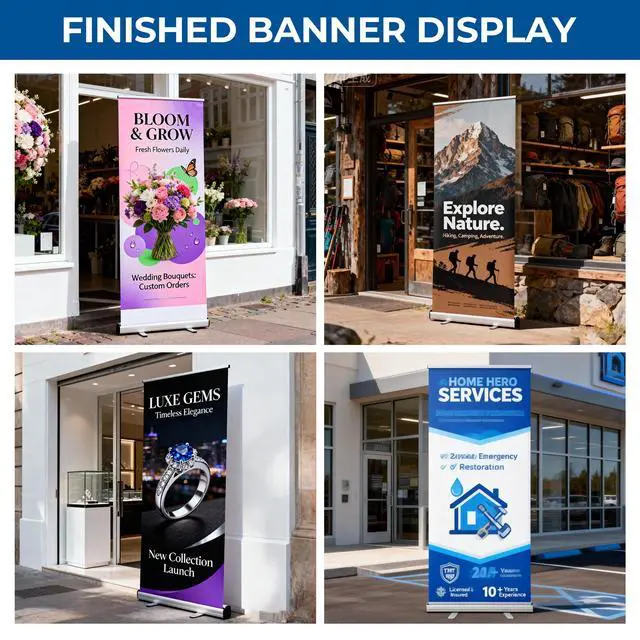 Alt view image 6 of 7 - Custom Retractable Banner with Stand, Personalized Roll Up Banner, Full Color Pop Up Display Sign with Travel Bag for Events, Promotion & Advertising (style 1)