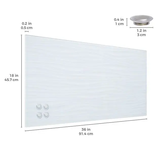 Alt view image 2 of 7 - MessageStor Dry-Erase Glass Board and Magnets, Office Essentials, White Waves