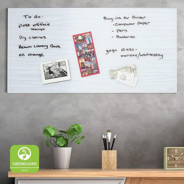 Alt view image 7 of 7 - MessageStor Dry-Erase Glass Board and Magnets, Office Essentials, White Waves