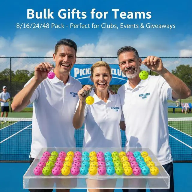 Alt view image 4 of 7 - Pickleball Keychain Set 8/16/24/48 Pack - Fun Unique Gifts for Women Men & Lovers - Bulk Team Accessories Party Favors