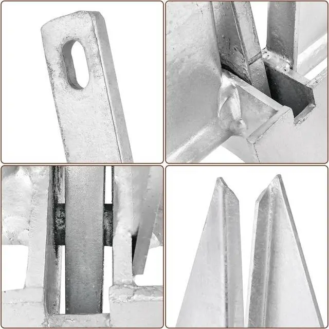 Alt view image 3 of 7 - Galvanized Fluke Anchor 8 LB 10 LB 13 lb for Different Size Boats Pontoon, Deck, Fishing, and Sail