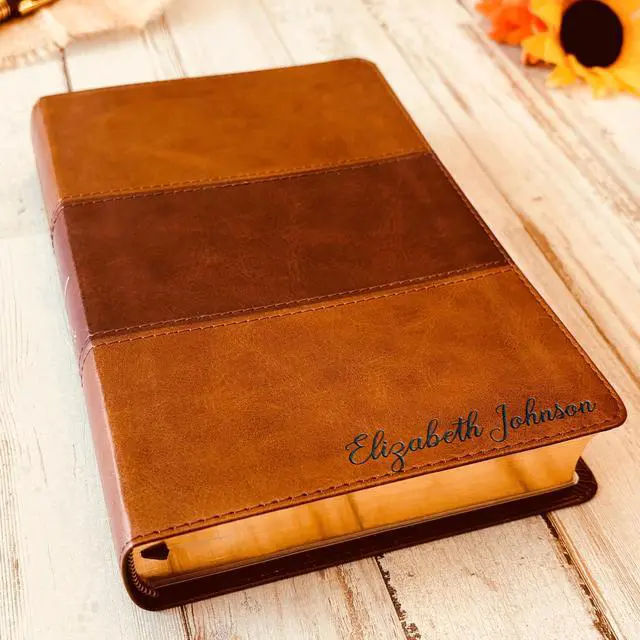 Alt view image 4 of 7 - Personalized KJV Bible with Name Engraved, Large Print Reference Indexed Bible, Custom Engraved Name, King James Version Baptism Gifts