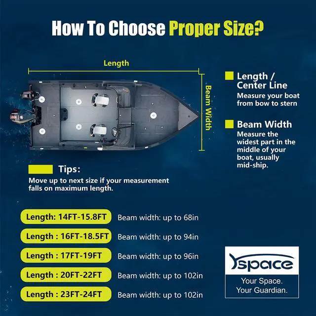 Alt view image 6 of 7 - 14 ft Boat Cover 1200D Trailerable Waterproof Bass Boat Cover | Fits 14-15.8 ft V-Hull Fish & Ski Runabout Boats, Heavy Duty Design, Reflective Strips, Storage Bag, Up To 68" Wide