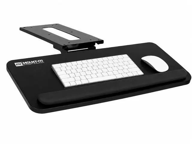 Main image of Under Desk Keyboard Tray, Slide-Out Keyboard Drawer with Height, Tilt and Swivel Adjustment, 25" x 10" Keyboard & Mouse Platform with Wrist Rest, Bolt-On Under Desk Mount