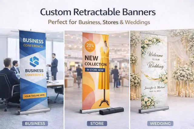 Alt view image 4 of 6 - Custom Retractable Banner 33 x 79 Inch Same Day Printing, Made in USA, Upload Your Design, Aluminum Roll Up Banner Stand with Carry Bag, For Trade Shows, Business Events & Retail Displays