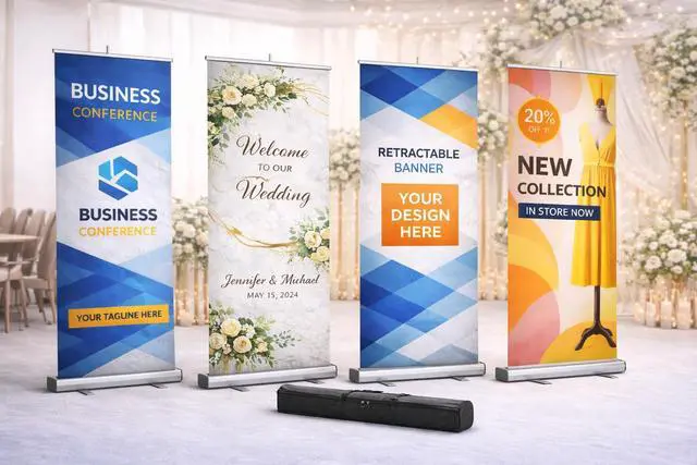 Alt view image 5 of 6 - Custom Retractable Banner 33 x 79 Inch Same Day Printing, Made in USA, Upload Your Design, Aluminum Roll Up Banner Stand with Carry Bag, For Trade Shows, Business Events & Retail Displays