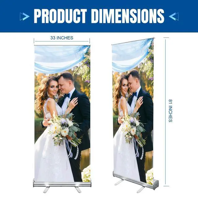 Alt view image 2 of 7 - Custom Retractable Banner with Aluminum Frame, Personalized Roll Up Banner, Full Color Pop Up Display Sign - For Events, Promotion, Advertising, 33"x81" (Design 2)