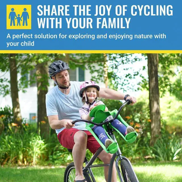 Alt view image 7 of 7 - Front Mounted Child Seat with Patented Mounting for Easy and Secure Installation - Childs Bike Seat with 3-Point Safety Harness and Adjustable Foot Cups - Durable Plastic Shell