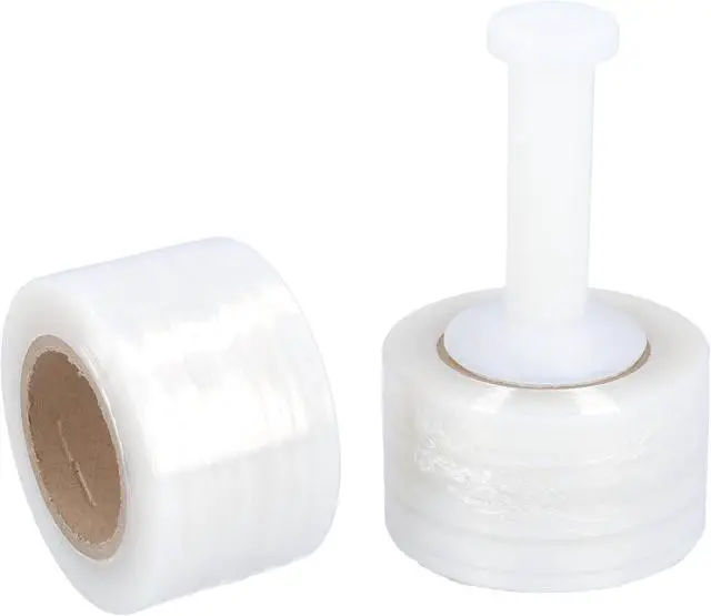 Alt view image 2 of 7 - PSBM Mini Stretch Film/Wrap with Plastic Handle 3" x 600' 120 GA 18 Rolls | Clear Mini Stretch Wrap with Plastic Handle, Heavy Duty Plastic Packaging, Industrial Strength Shrink Film for Shipping