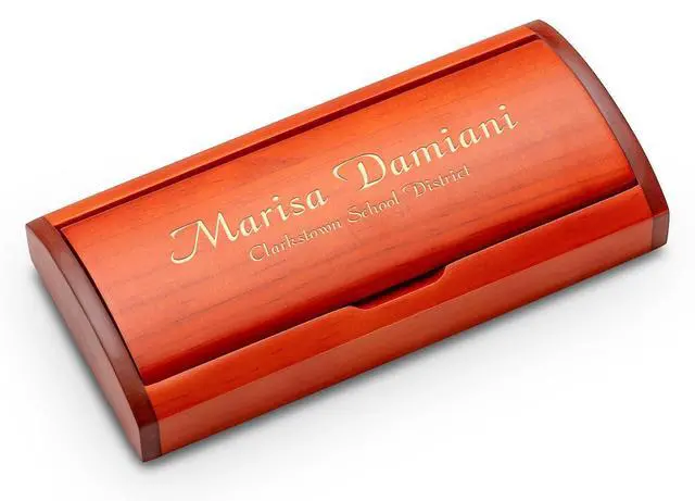 Alt view image 2 of 5 - Custom Engraved Diamond Cut Ballpoint Pen & Wood Box Set