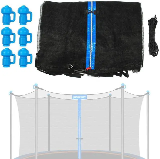 Main image of Trampoline Enclosure Net with Pole Cap, Replacement Safety Enclosure Net for 6 Straight Poles Round Trampoline, Breathable and Weather-Resistant