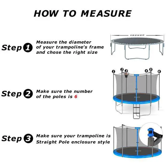 Alt view image 3 of 7 - Trampoline Enclosure Net with Pole Cap, Replacement Safety Enclosure Net for 6 Straight Poles Round Trampoline, Breathable and Weather-Resistant
