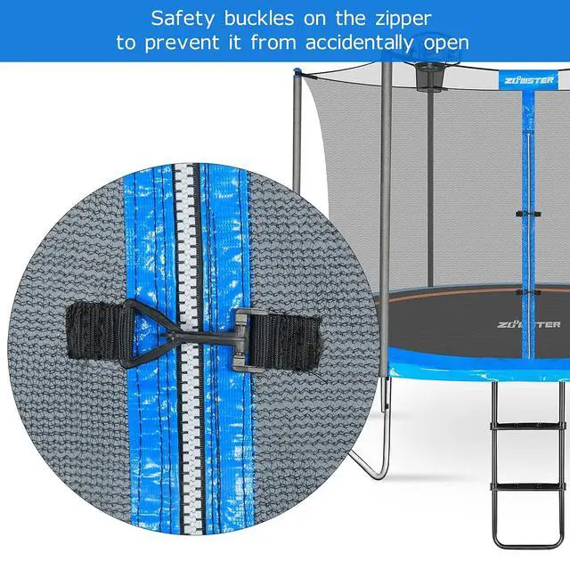 Alt view image 5 of 7 - Trampoline Enclosure Net with Pole Cap, Replacement Safety Enclosure Net for 6 Straight Poles Round Trampoline, Breathable and Weather-Resistant