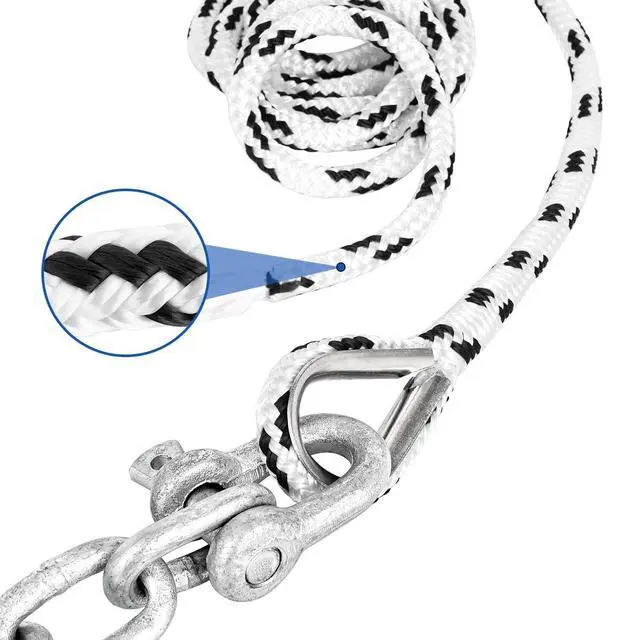 Alt view image 3 of 5 - Boat Anchor Kit Fluke Anchor with Chain and Anchor Rope Set for Boats Pontoon, Deck, Fishing, and Sail