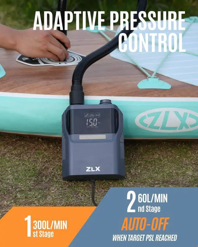Alt view image 7 of 7 - Paddle Board Electric Pump, 50PSI SUP Pump, Paddleboard Accessories | High Pressure Portable Air Pump, Auto-Off, Dual Stage Inflation & Deflation, for Inflatables, Kayaks, Boats, Air Mattresses