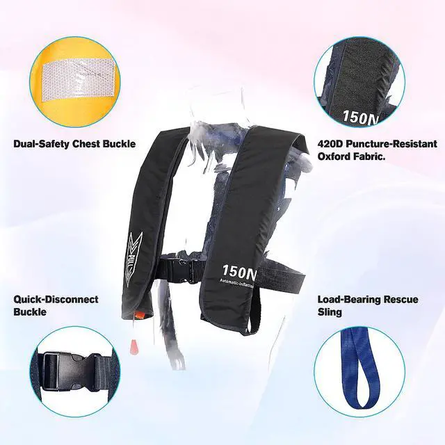 Alt view image 4 of 7 - Inflatable-Life-Jacket| Lightweight Life-Vest for Adults| Automatic Inflatable-PFD| Supports up to 300 lbs