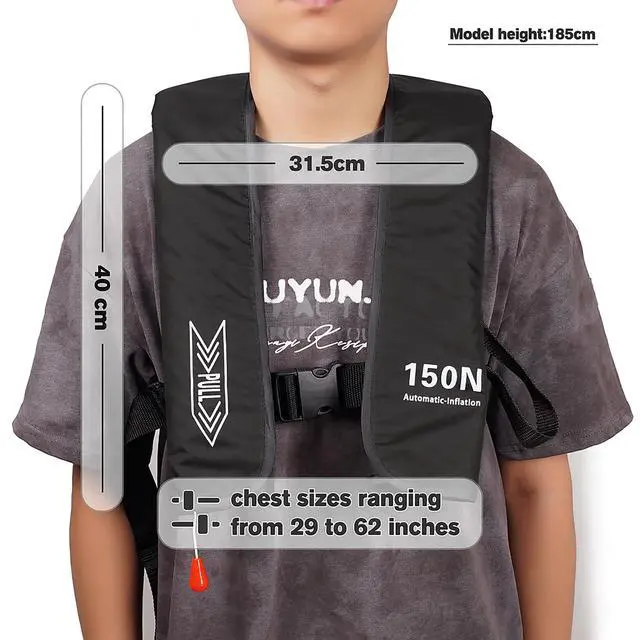 Alt view image 2 of 7 - Inflatable-Life-Jacket| Lightweight Life-Vest for Adults| Automatic Inflatable-PFD| Supports up to 300 lbs