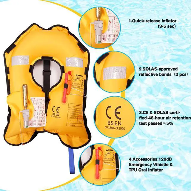 Alt view image 5 of 7 - Inflatable-Life-Jacket| Lightweight Life-Vest for Adults| Automatic Inflatable-PFD| Supports up to 300 lbs