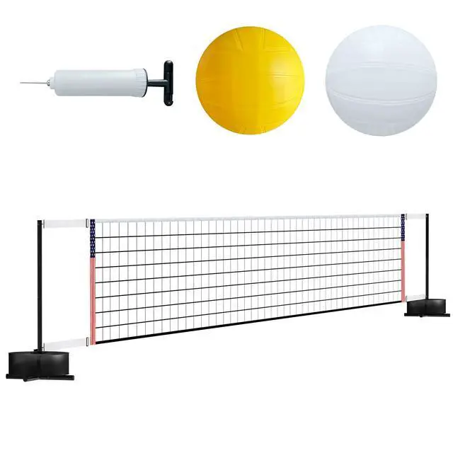 Alt view image 3 of 6 - Portable Pool Volleyball Net System -4th of July Celebration Adjustable 16.5-26.5FT Length Net Includes 2 Water Volleyballs, Heavy-Duty Water-Filled Base Perfect for Pickleball, Tennis & Pool Games