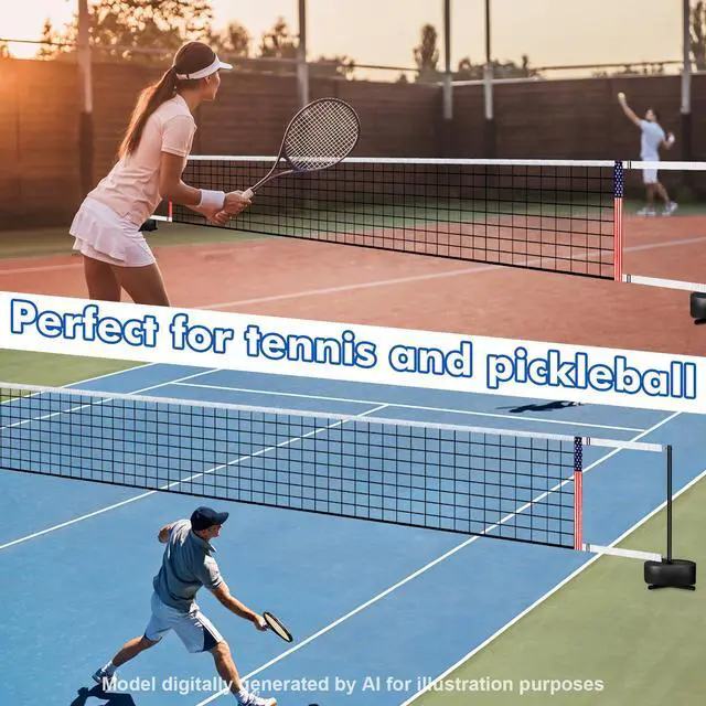 Alt view image 5 of 6 - Portable Pool Volleyball Net System -4th of July Celebration Adjustable 16.5-26.5FT Length Net Includes 2 Water Volleyballs, Heavy-Duty Water-Filled Base Perfect for Pickleball, Tennis & Pool Games