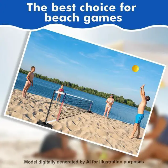 Alt view image 6 of 6 - Portable Pool Volleyball Net System -4th of July Celebration Adjustable 16.5-26.5FT Length Net Includes 2 Water Volleyballs, Heavy-Duty Water-Filled Base Perfect for Pickleball, Tennis & Pool Games