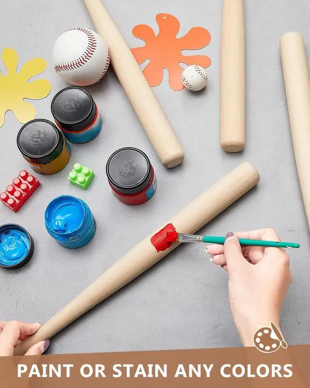 Alt view image 3 of 6 - 18 Pcs Mini Baseball Bat 18 Inch Unfinished Wooden Small Unpainted Baseball Bats Craft for DIY Painting Sports Games Party Favors Craft