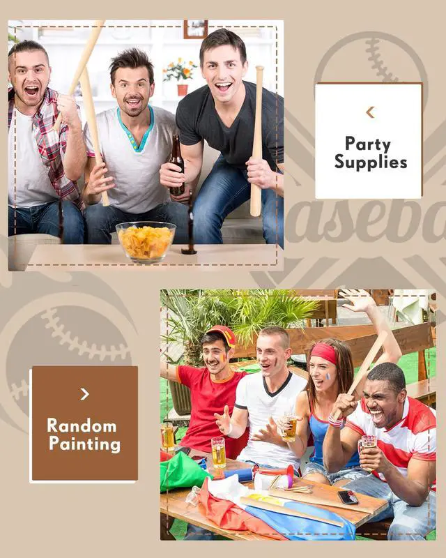 Alt view image 6 of 6 - 18 Pcs Mini Baseball Bat 18 Inch Unfinished Wooden Small Unpainted Baseball Bats Craft for DIY Painting Sports Games Party Favors Craft