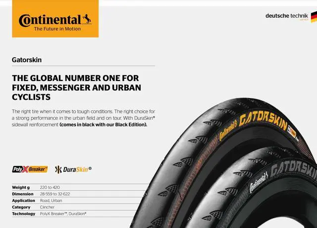 Alt view image 2 of 5 - Gatorskin - Road Bike Tire | Tough Urban & Touring Tire for Daily Riding - PolyX Breaker, Duraskin