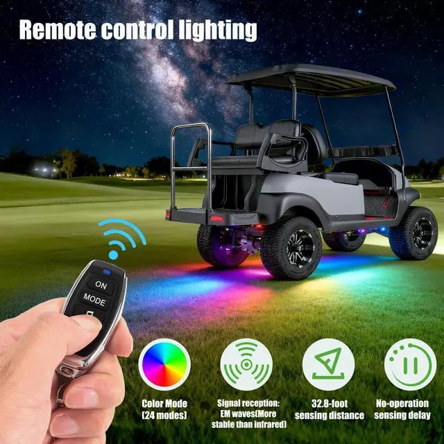 Alt view image 3 of 7 - 4PCS Golf Cart Underbody Light Kit, Underglow LED Strip for EZGO Club Car Yamaha, 24 Modes Multicolor RGB Music Sync Waterproof, Canopy Lights Optional (4 Pack(Underbody-Fishbone))