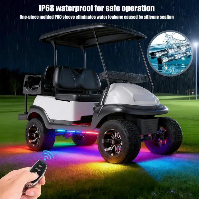 Alt view image 4 of 7 - 4PCS Golf Cart Underbody Light Kit, Underglow LED Strip for EZGO Club Car Yamaha, 24 Modes Multicolor RGB Music Sync Waterproof, Canopy Lights Optional (4 Pack(Underbody-Fishbone))