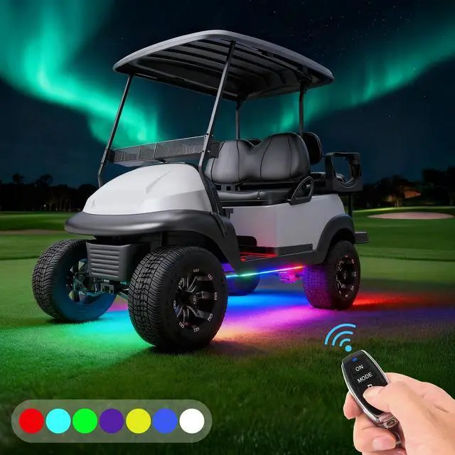 Alt view image 5 of 7 - 4PCS Golf Cart Underbody Light Kit, Underglow LED Strip for EZGO Club Car Yamaha, 24 Modes Multicolor RGB Music Sync Waterproof, Canopy Lights Optional (4 Pack(Underbody-Fishbone))