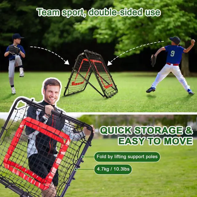 Alt view image 6 of 7 - Baseball and Softball Rebounder Net,Baseball Rebounder,Volleyball Rebounder,Pitch Back Net,Multi-Sport Training Rebound Screen,with Pitching Target,Easy Adjustable Angles