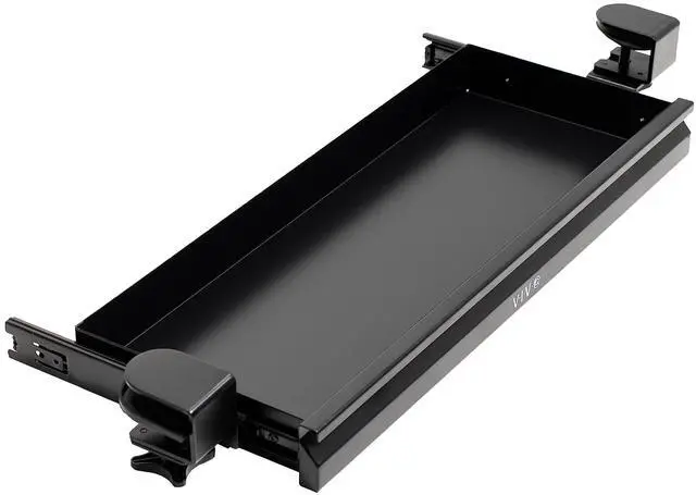 Main image of 22 inch Clamp-on Sliding Pull-out Under Table Drawer for Office Desk, Shallow Storage Organizer for Sit Stand Workstation, Black, DESK-DR22L